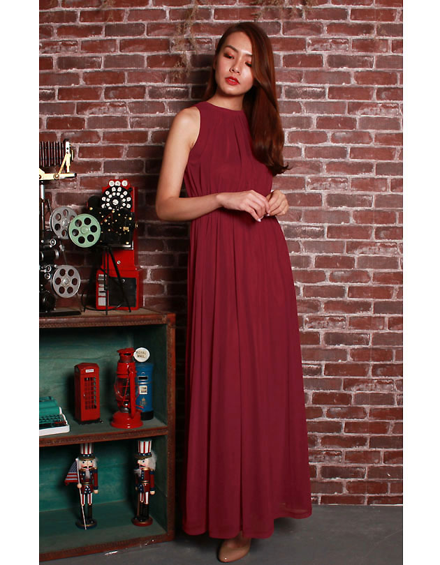 Paris Maxi Dress in Maroon